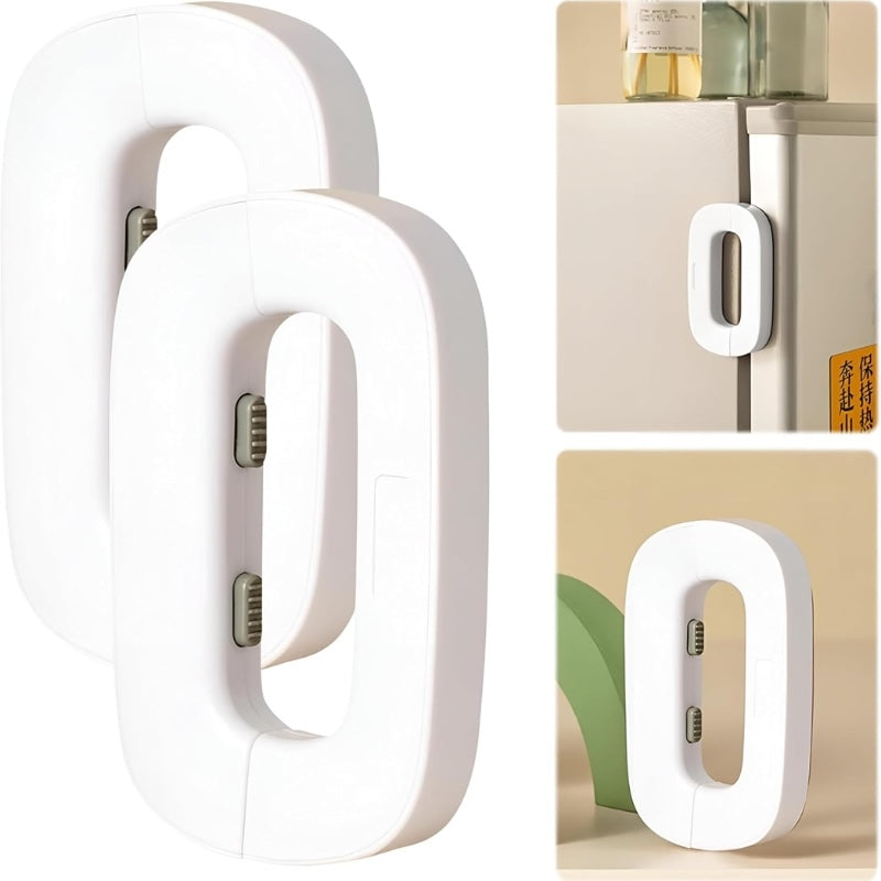Child Safety Refrigerator Lock | Baby Proof Double Button Fridge Lock White & Grey