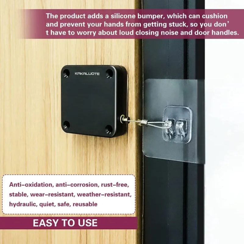 Portable Automatic Door Closer β|Punch-Free, Self-Closing with Pull Force