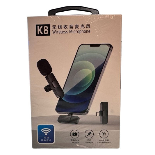 K8 Type-C Wireless Lavalier Microphone | Portable Noise-Cancelling Mic for Android, Vlogging, Live Streaming & More
