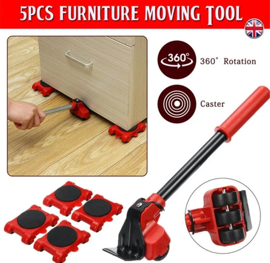 5-in-1 Heavy Furniture Mover Tool Set with Lifter & 360° Rollers