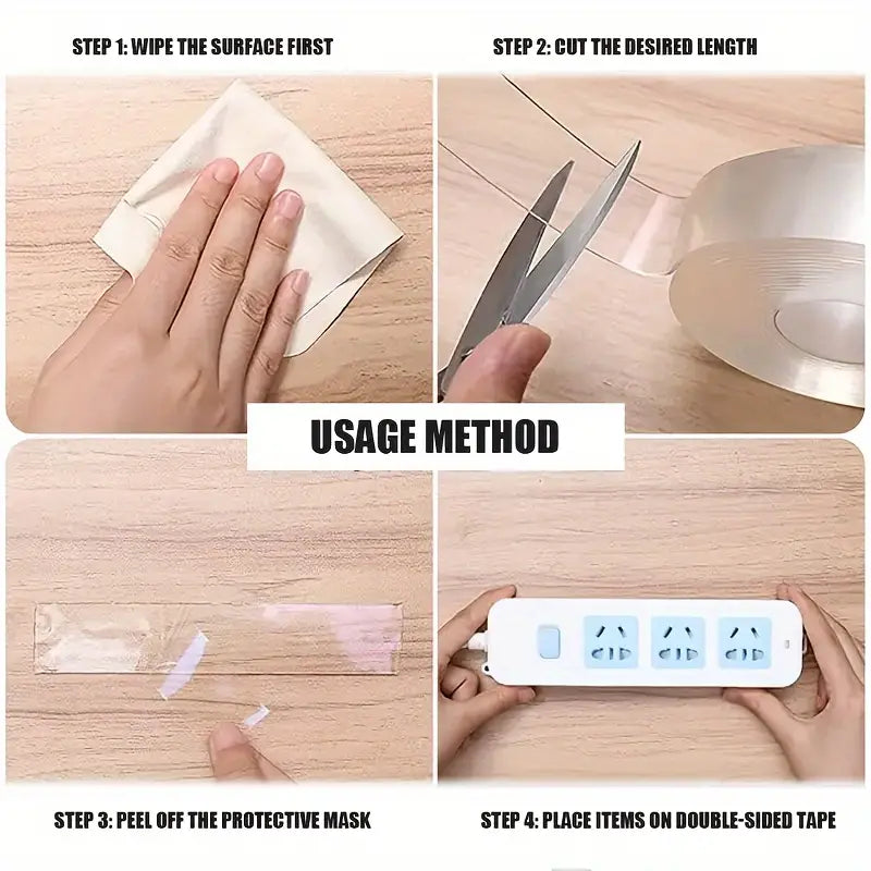 Nano Tape | 3M Double-Sided Transparent Tape | Reusable, Washable & Traceless Gel Grip for Home & Office