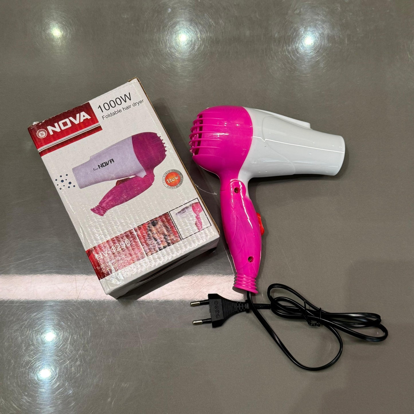 Nova NV-1290 Foldable Hair Dryer | 1000W Hot Air Styling & Quick Drying Machine